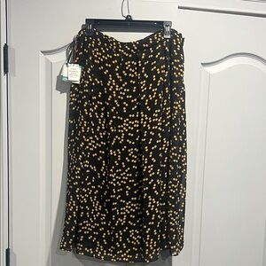 Anne Klein Black Skirt with Yellow Dots